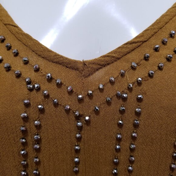 Free People top Small BB Embellished Cami beaded spaghetti strap v-neck - Picture 6 of 16